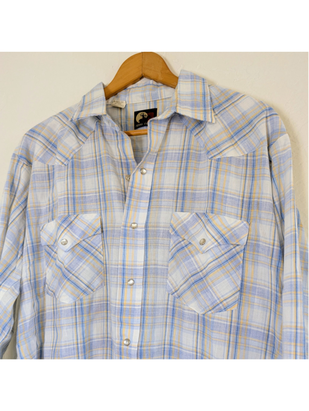 Vintage Open Range Western Shirt Plaid Pearl Snap USA Made Cowboy Shirt Men XL - Picture 4 of 10